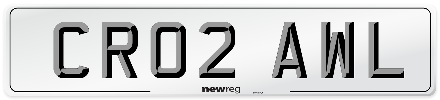 CR02 AWL Number Plate from New Reg